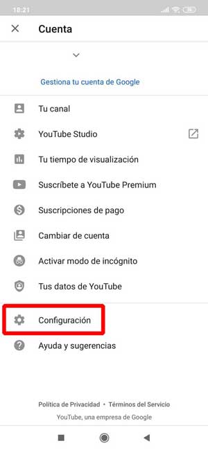 Limitar datos móviles para usar Youtube.