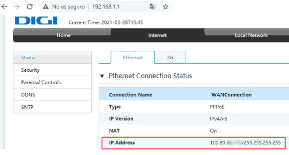 Ver IP en configurador web del router