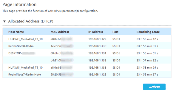 Lista de dispositivos con IP asignadas por el router DHCP